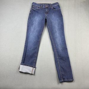 Mott & Bow Boyfriend Jeans Womens 28 Blue Slim Ridge Dark Wash Denim Stretch